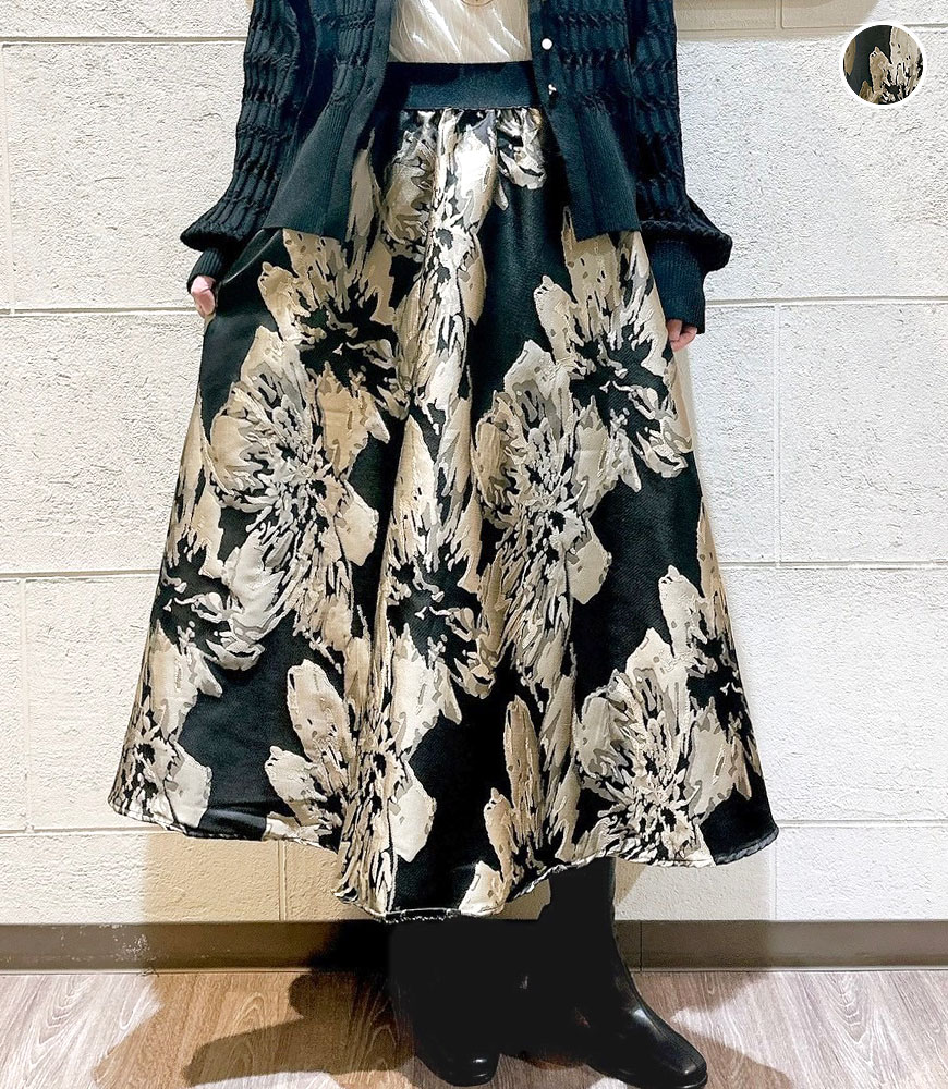 大花柄ジャガードスカート | ボトムス,スカート | avion