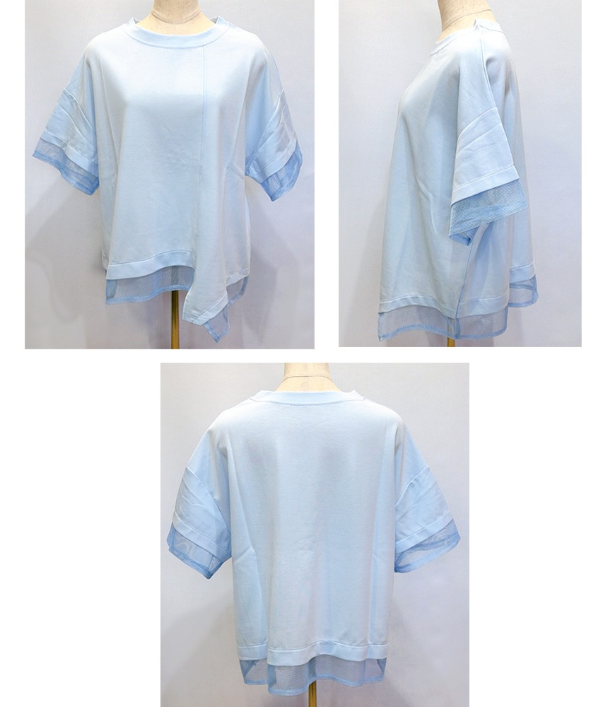 メッシュ切替アシメTシャツ