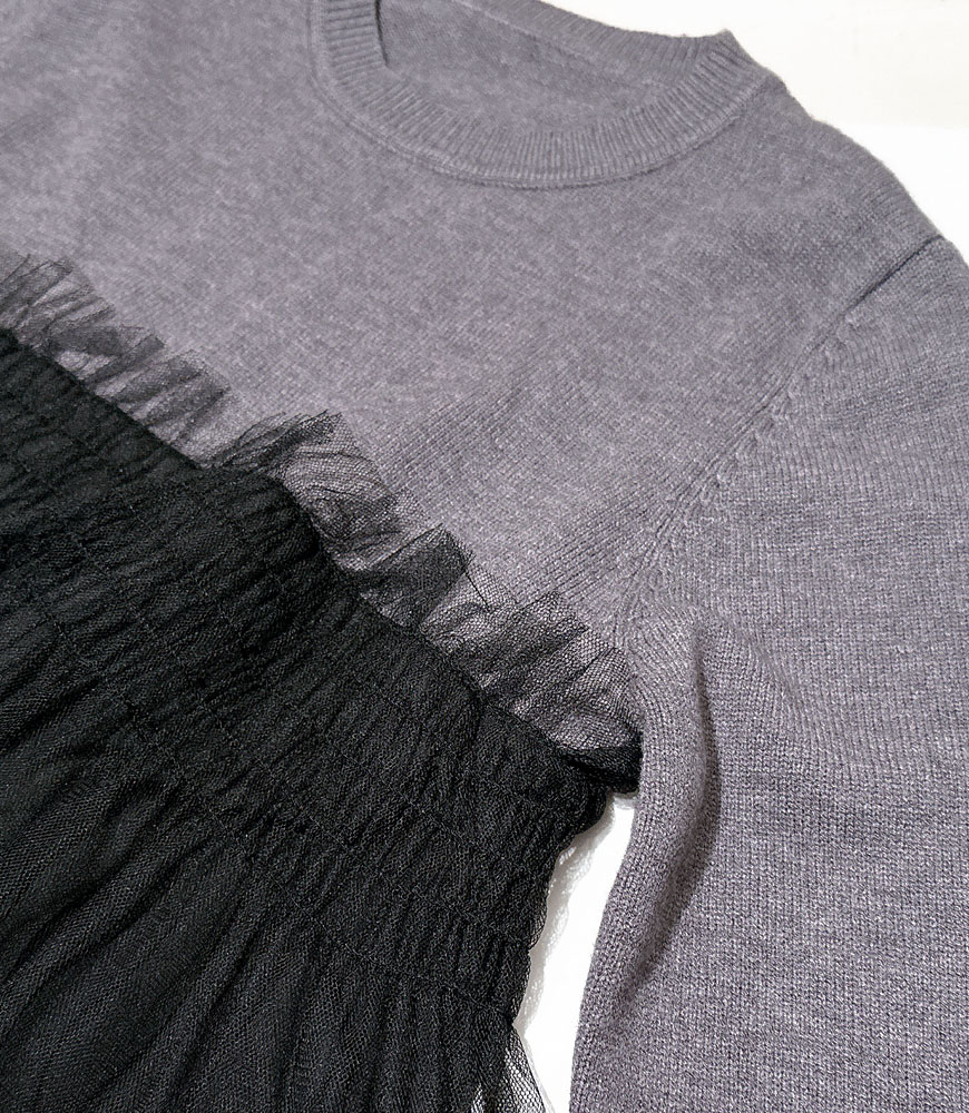 チュールドッキングニットプルオーバー