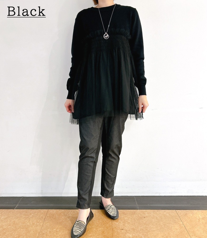 チュールドッキングニットプルオーバー