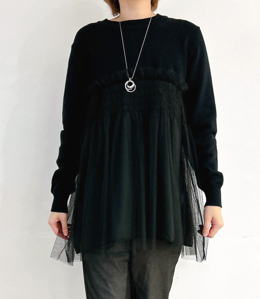 チュールドッキングニットプルオーバー