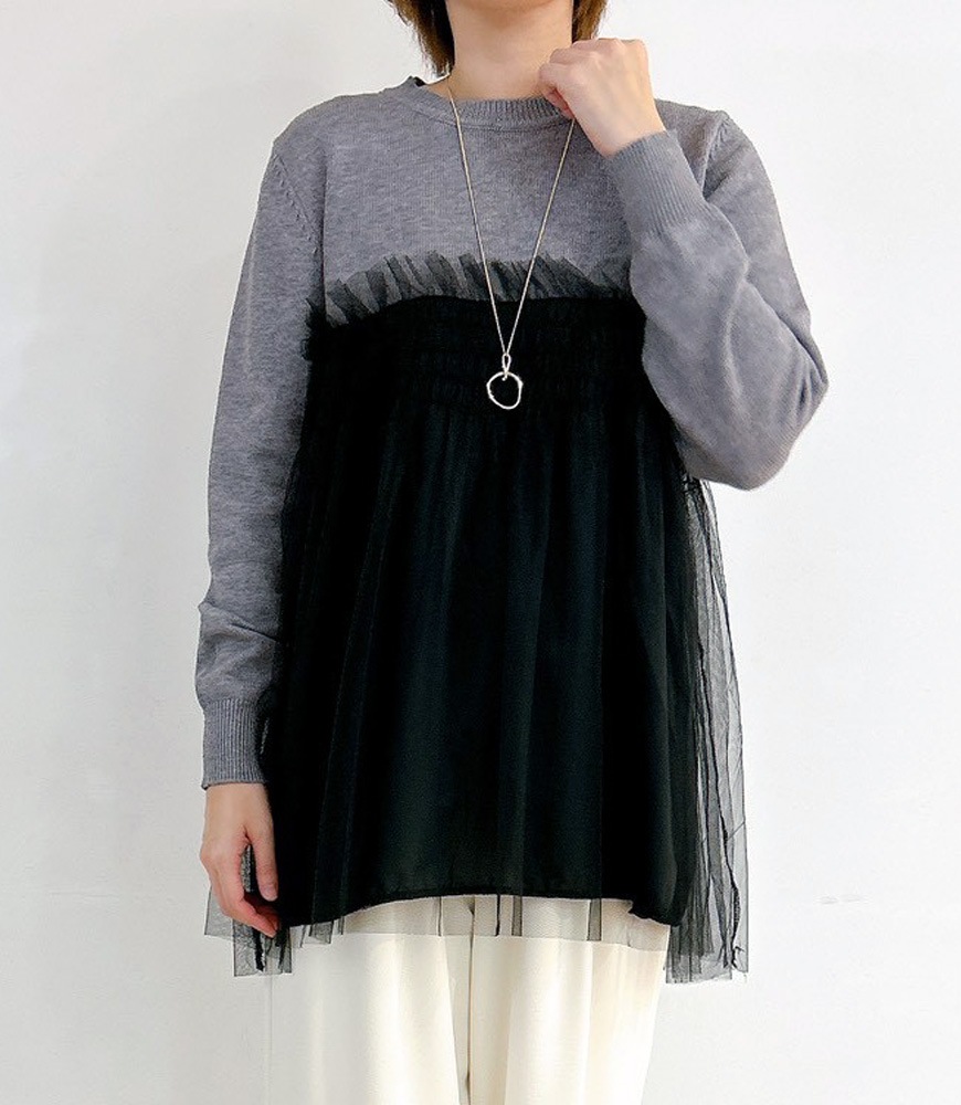 チュールドッキングニットプルオーバー
