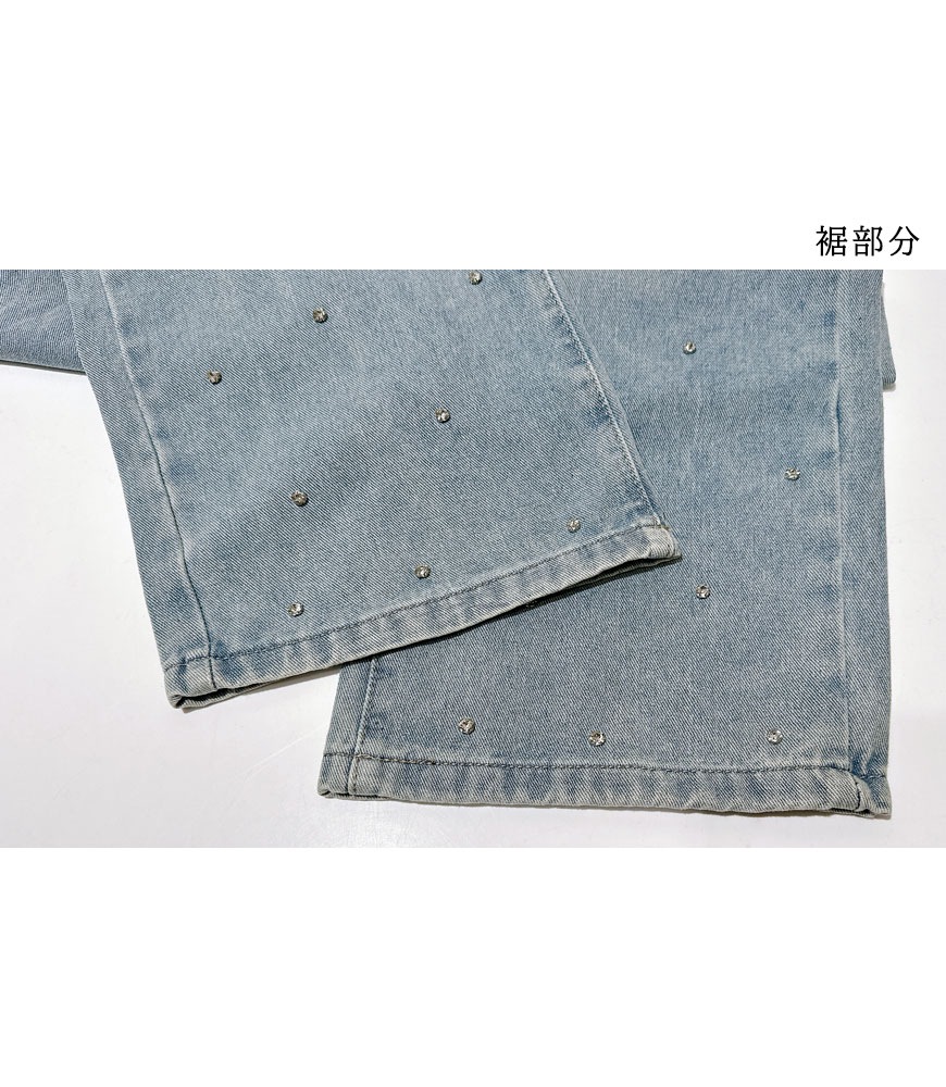 ストーン付きデニムパンツ
