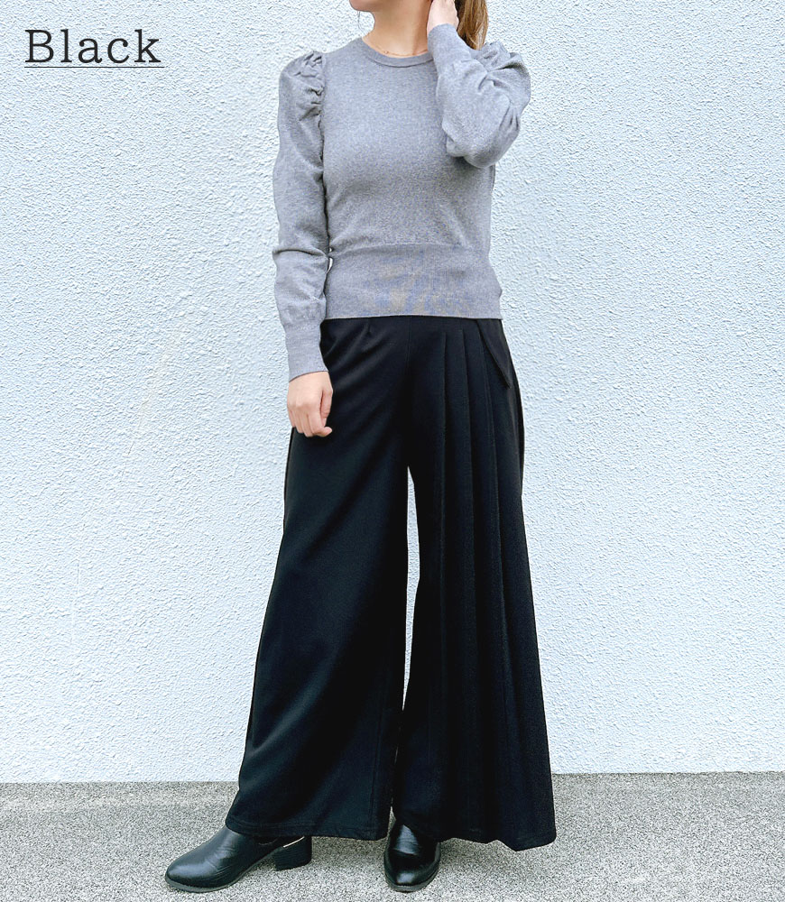 サイドプリーツワイドパンツ