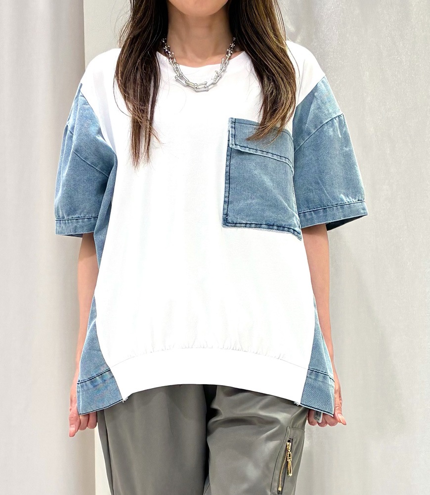 デニム切替半袖Tシャツ