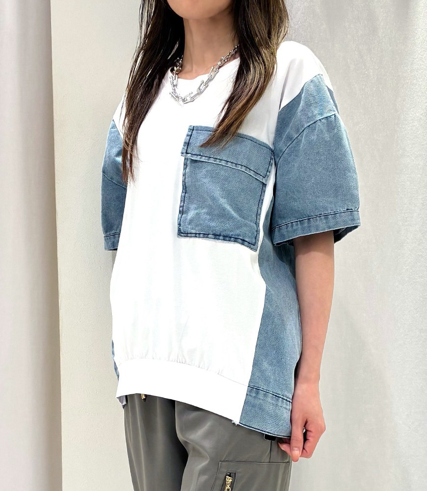 デニム切替半袖Tシャツ
