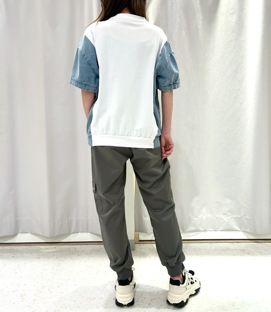 デニム切替半袖Tシャツ