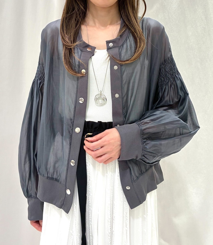 袖シャーリングシアーブルゾン