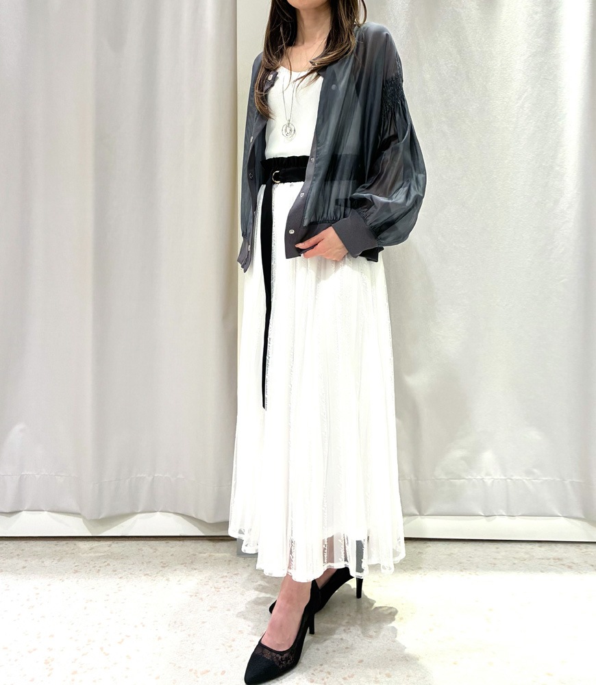 袖シャーリングシアーブルゾン