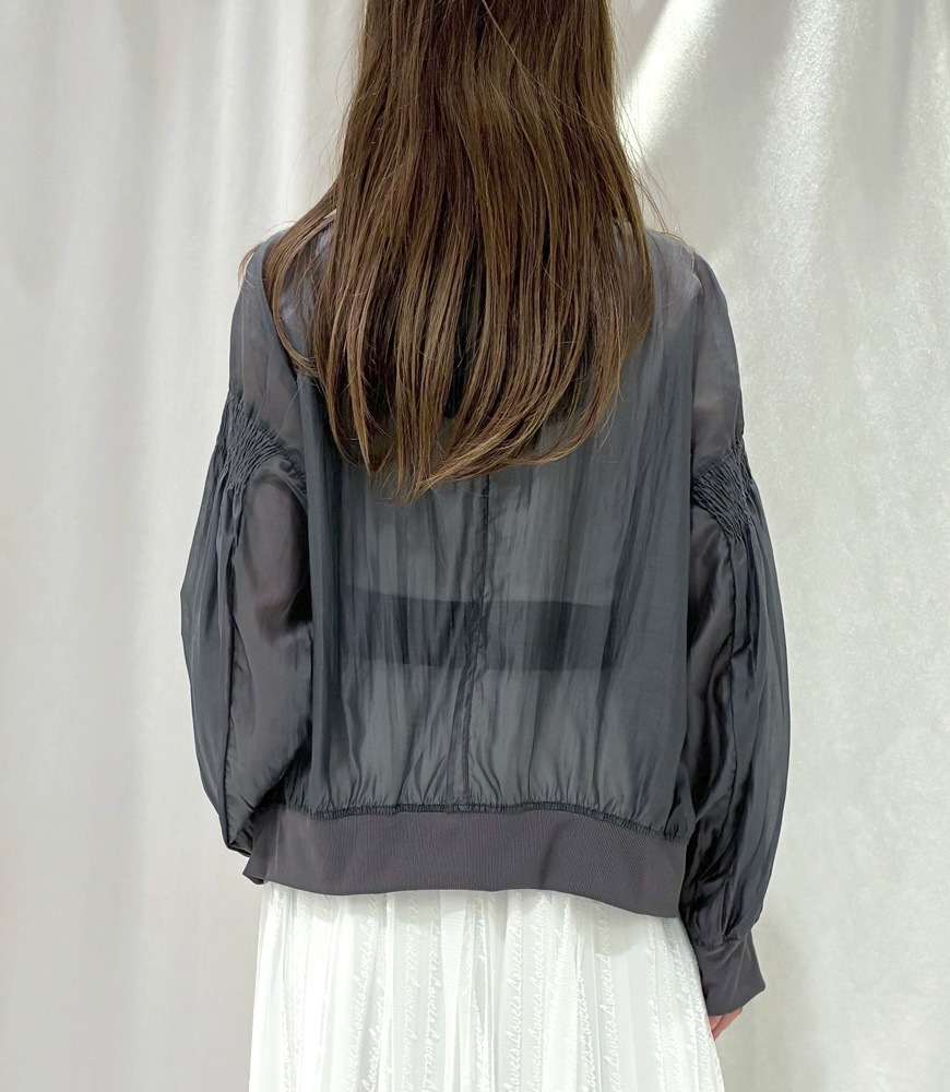袖シャーリングシアーブルゾン