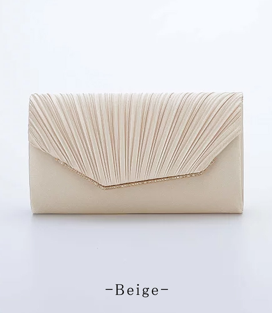 サテンプリーツ パーティーバッグ