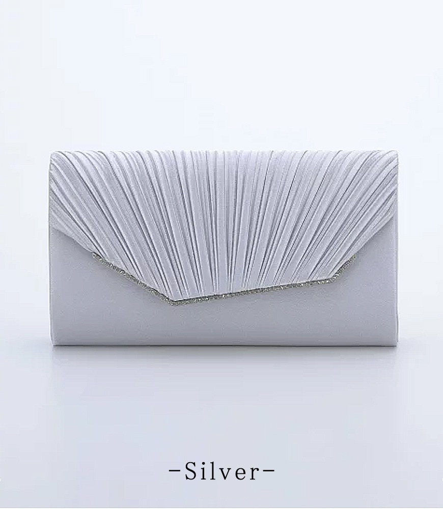 サテンプリーツ パーティーバッグ