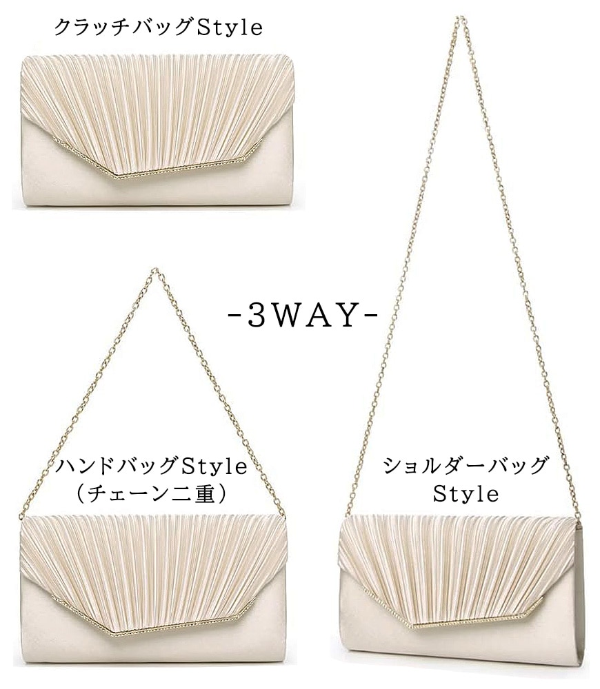 サテンプリーツ パーティーバッグ
