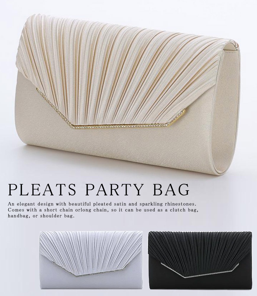 サテンプリーツ パーティーバッグ