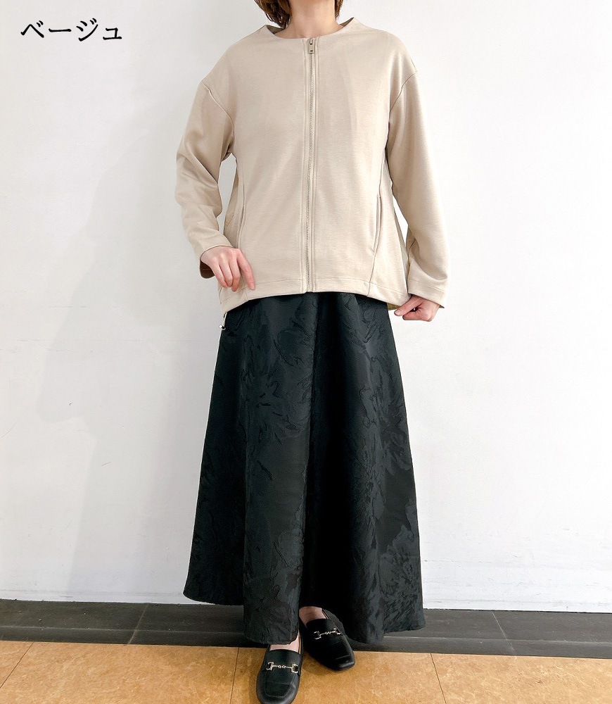 バック異素材切替ノーカラージャケット