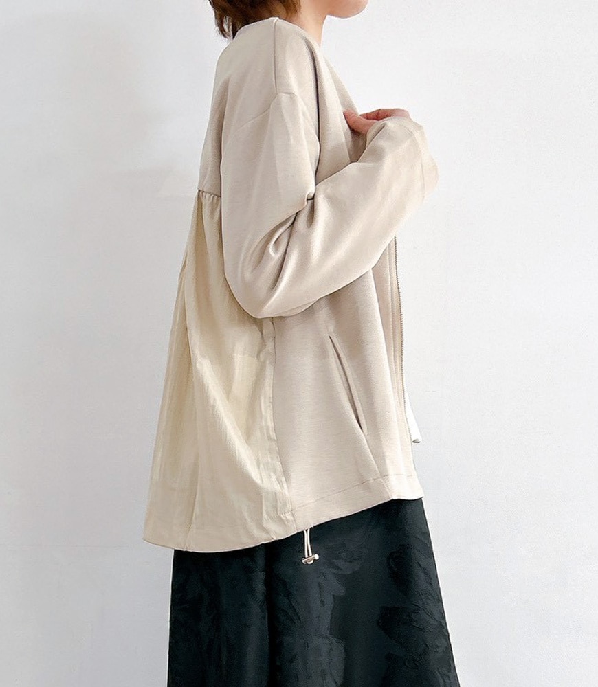 バック異素材切替ノーカラージャケット