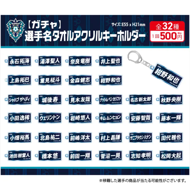 【ガチャ】選手名タオルアクリルキーホルダー (全32種)