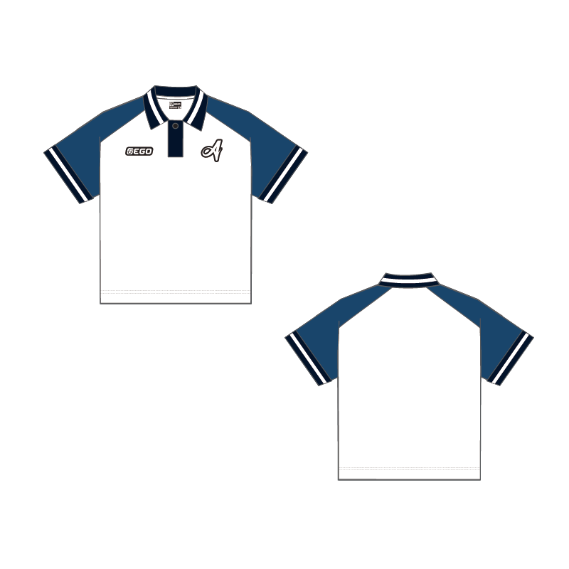 AE-607 Short Sleeves Polo Shirt Color White/Blue