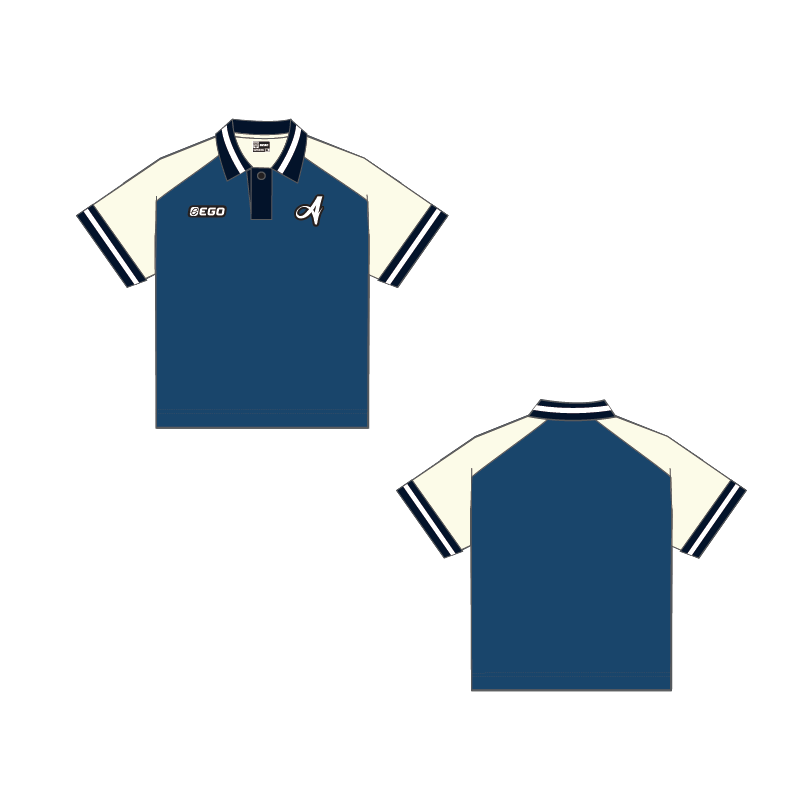 AE-608 Short Sleeves Polo Shirt Color Blue/Cream