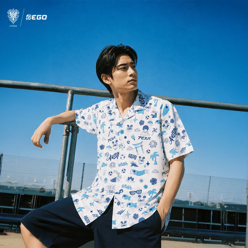 AE-615 Button down Hawaii Shirt Color White