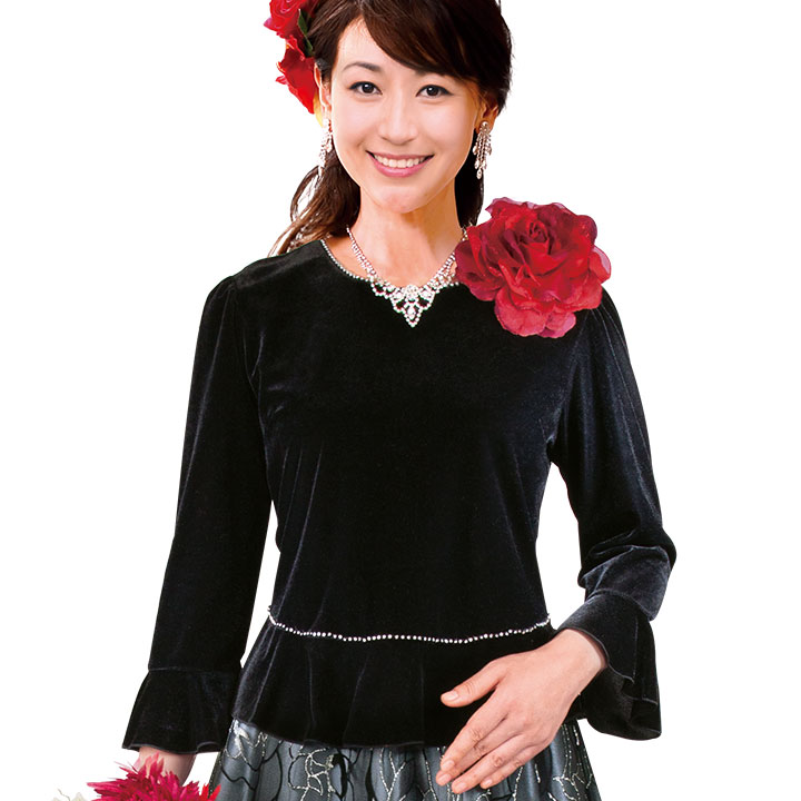 即納☆【2936】【フォーマル】ベロアぺプラムブラウス TK2527-1
