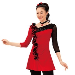 即納☆【3425】【ダンス衣装】配色フリルチュニック KS-TK026