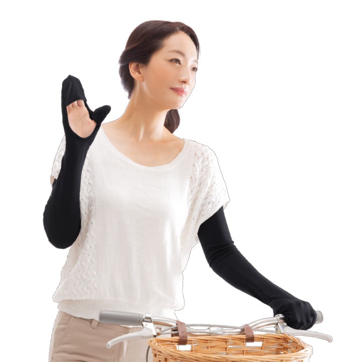 さえら　Akiakane ネイビー アームカバー フラワー装飾 さえら Akiakane ネイビー アームカバー フラワー装飾