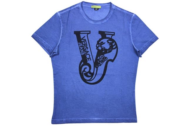 VERSACE JEANS M/C SLIM PRINT T-SHIRTS(B3GFB761:ULTRA MARINE)