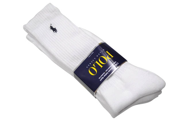 POLO RALPH LAUREN CUSHIONED SPORT SOCKS 3-PACK (WHITE)