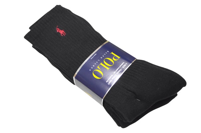 POLO RALPH LAUREN CUSHIONED SPORT SOCKS 3-PACK (BLACK)