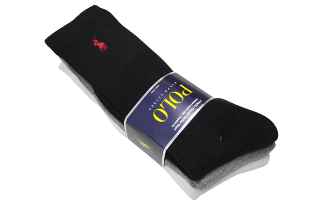 POLO RALPH LAUREN CUSHIONED SPORT SOCKS 3-PACK (BLACK/GREY/WHITE)