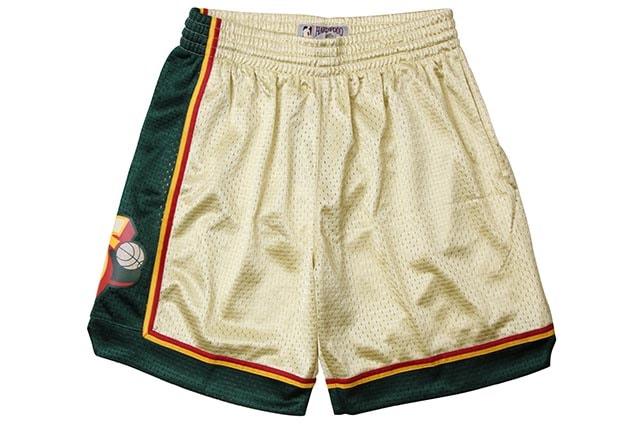 MITCHELL & NESS ROAD GOLD SWINGMAN MESH SHORTS (SEATTLE SUPERSONICS/95-96/GOLD)