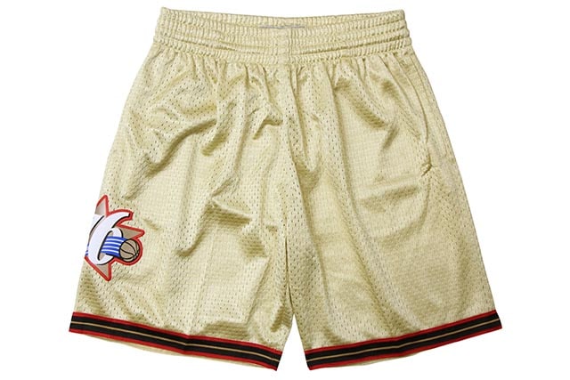 MITCHELL & NESS ROAD GOLD SWINGMAN MESH SHORTS(PHILADELPHIA 76ERS/97-98/GOLD)