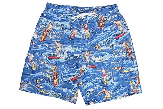 POLO RALPH LAUREN HAWAIIAN SURFER KAILUA SWIM SHORTS(710692872001/BLUE)