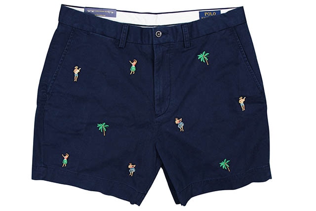 POLO RALPH LAUREN STRETCH CLASSIC-FIT HAWAIIAN COTTON SHORTS(NAVY)