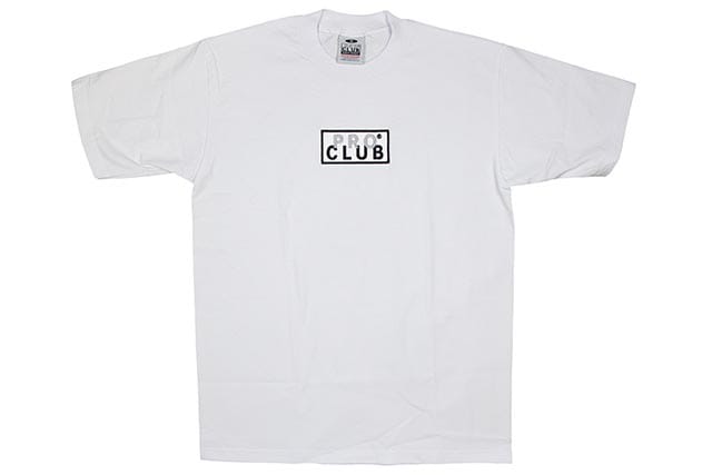 PRO CLUB HEAVYWEIGHT S/S EMBROIDERED BOX LOGO TEE (WHITE) 101EMB