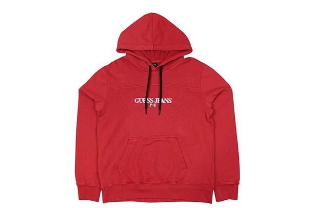 GUESS x PLACES + FACES HOODED SWEATSHIRT (ROSE RED)