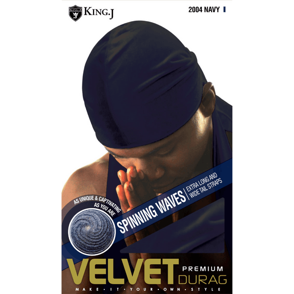 KING. J PREMIUM VELVET DU-RAG (NAVY) #2004
