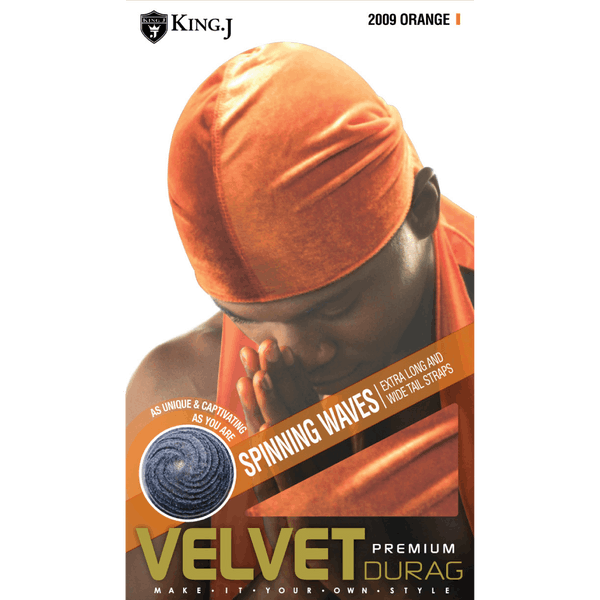 KING. J PREMIUM VELVET DU-RAG (ORANGE) #2009