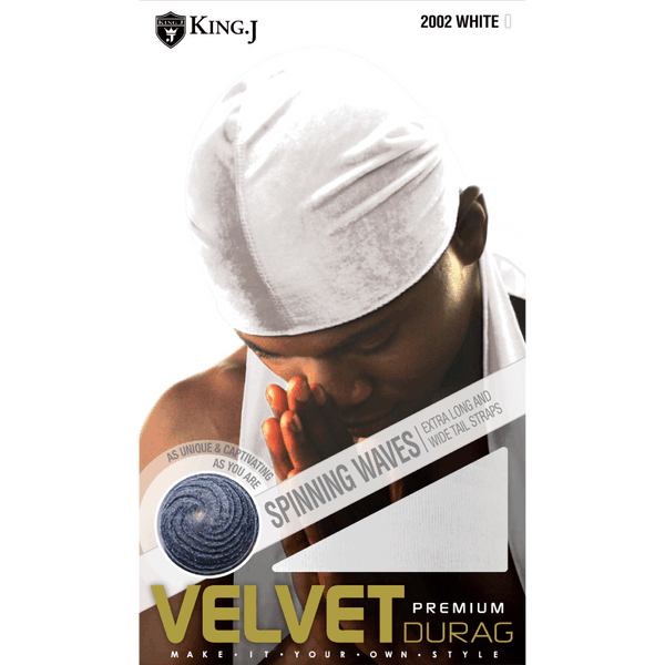 KING. J PREMIUM VELVET DU-RAG (WHITE) #2002
