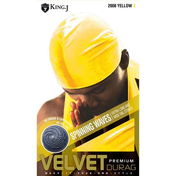 KING. J PREMIUM VELVET DU-RAG (YELLOW) #2008