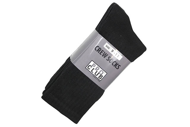 PRO CLUB 3PAIR HEAVYWEIGHT CREW SOCKS (BLACK) 183CR