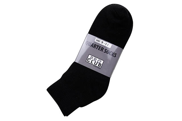 PRO CLUB 3PAIR HEAVYWEIGHT QUARTER SOCKS (BLACK) 183QR