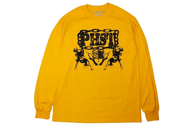 PUBLIC HOUSING SKATE TEAM PITBULL L/S T-SHIRT (YELLOW GOLD)