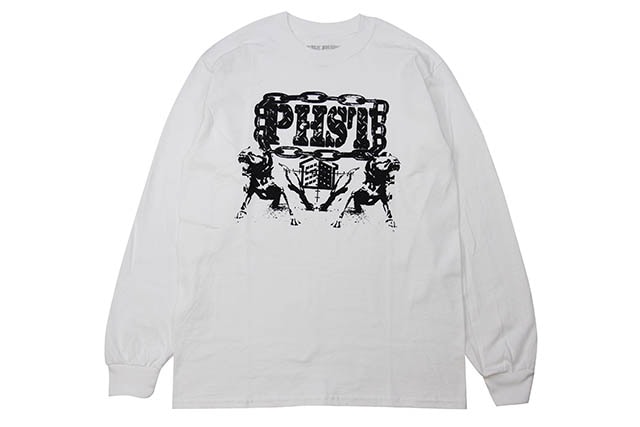 PUBLIC HOUSING SKATE TEAM PITBULL L/S T-SHIRT (WHITE)