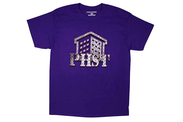 PUBLIC HOUSING SKATE TEAM METAL LOGO T-SHIRT (PURPLE)