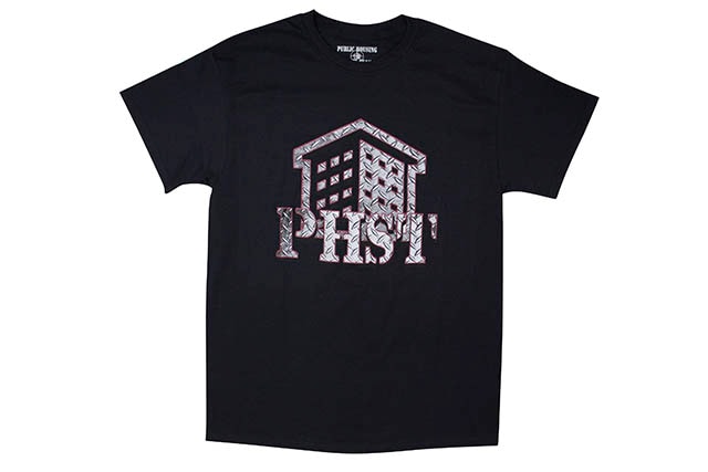 PUBLIC HOUSING SKATE TEAM METAL LOGO T-SHIRT (BLACK)