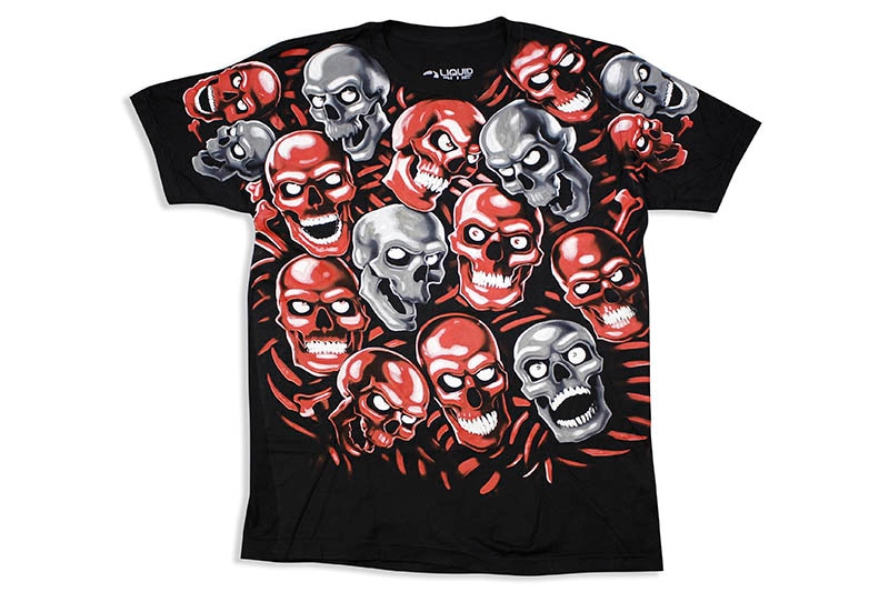 LIQUID BLUE SKULL PILE ORIGINAL 23S T-SHIRT (BLACK/RED/GREY)