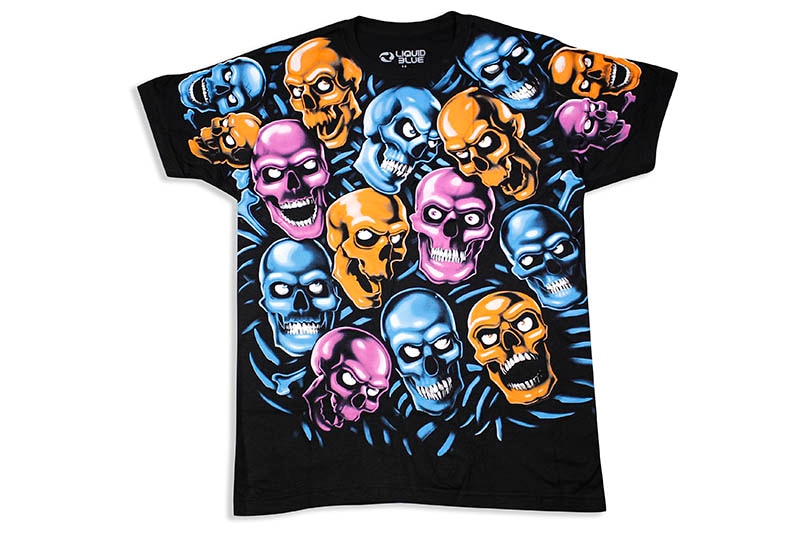 LIQUID BLUE SKULL PILE ORIGINAL 23S T-SHIRT (BLACK/MULTI)