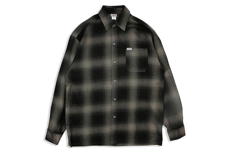 CALTOP PLAID FLANNEL LONG SLEEVE SHIRT (#2000:CHARCOAL/BLACK)